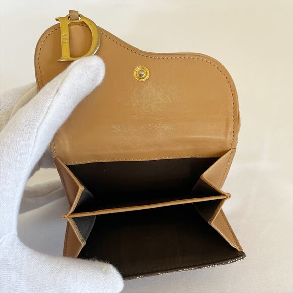 DIOR Trotter Canvas Leather Bi-fold Compact Wallet - Picture 6 of 13